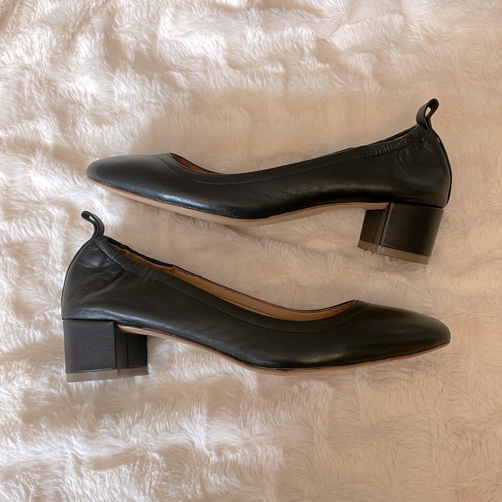 J. Crew Black Leather Ballet low heel - day heel